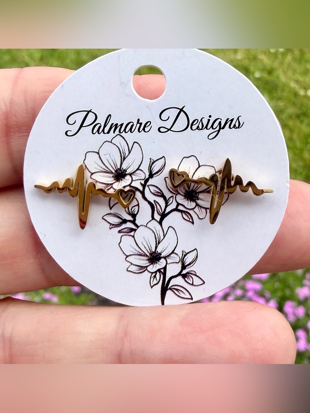 Gold Heartbeat Stud Earrings